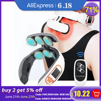 6 głowice inteligentny elektryczny masażer pulsacyjny szyi i pleców dziesiątki bezprzewodowy ciepło kręg szyjny relaks ból masaż ugniatający maszyna 1